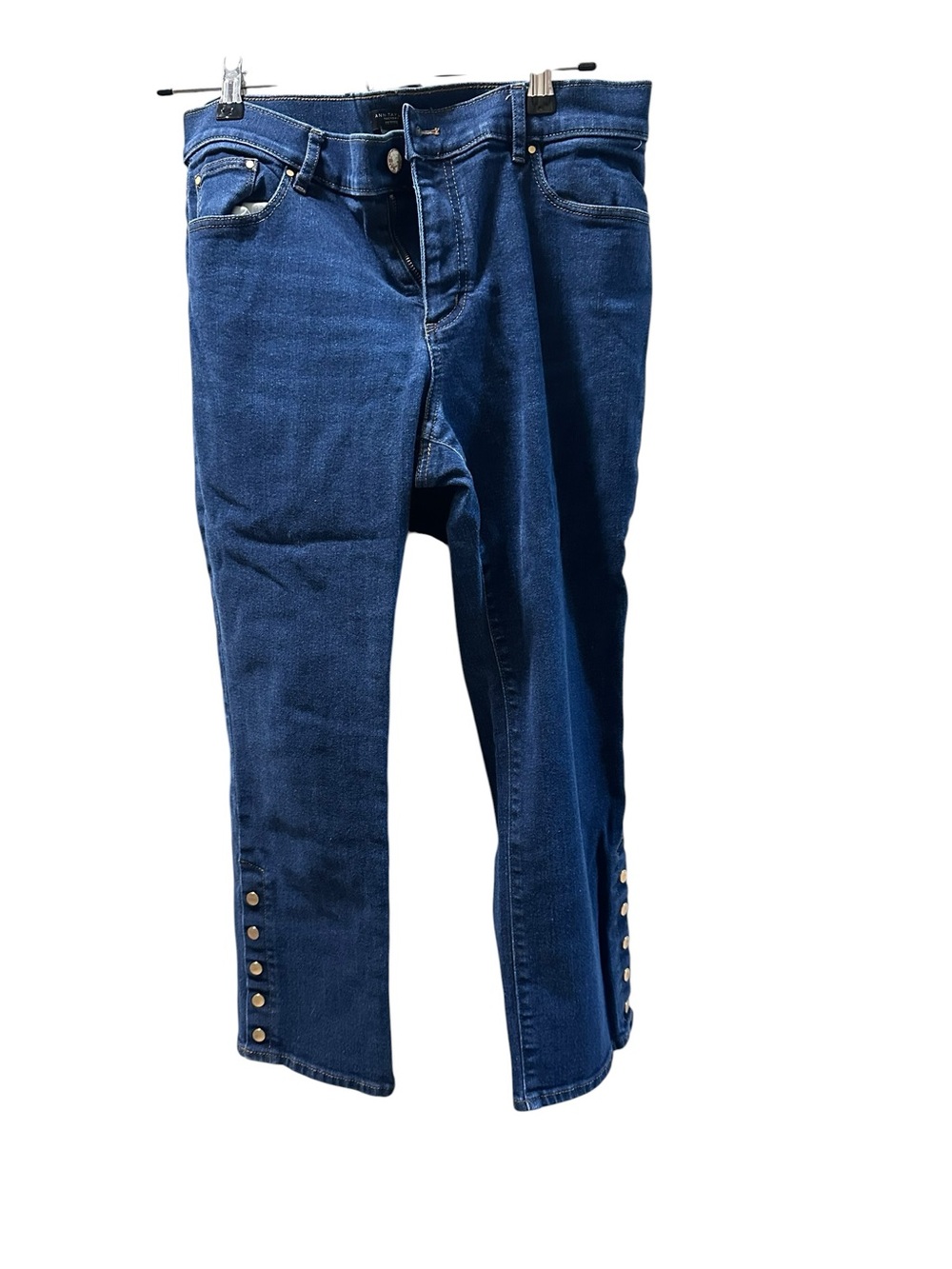 Ann Taylor Dark Blue Denim Jeans with Exposed Button Fly